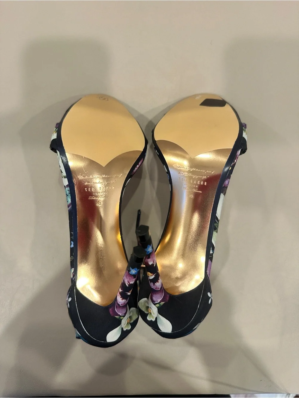Ted Baker London Purple Floral Ankle-Strap Stiletto Heels - Picture 6 of 10
